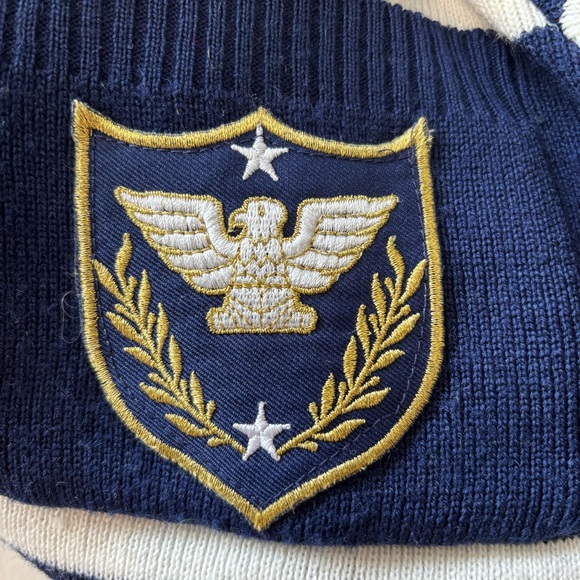 Vintage Counterparts Navy and White Striped Nautical Sweater w/ Crest Small Wool - Picture 9 of 9